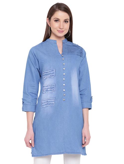 denim straight kurti - 15997818 - Very Small Image - 1