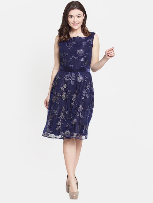 floral mesh flared dress - 15999046 - Very Small Image - 1