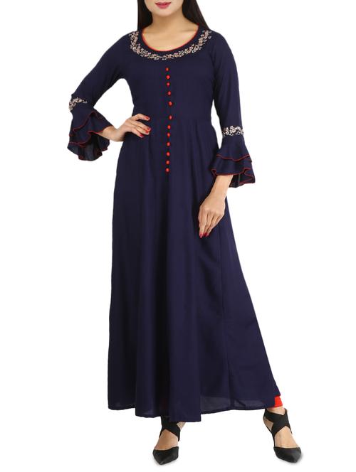 embroidered flared kurta - 15999147 - Very Small Image - 1
