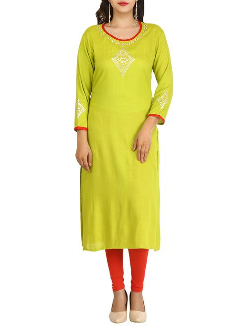 embroidered straight kurta - 15999168 - Very Small Image - 1