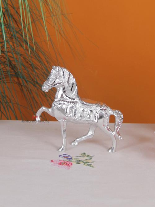 handicrafts paradise decorative horse with the seat in white metal - 6.5 inch ( silver ) - 15999243 - Very Small Image - 1