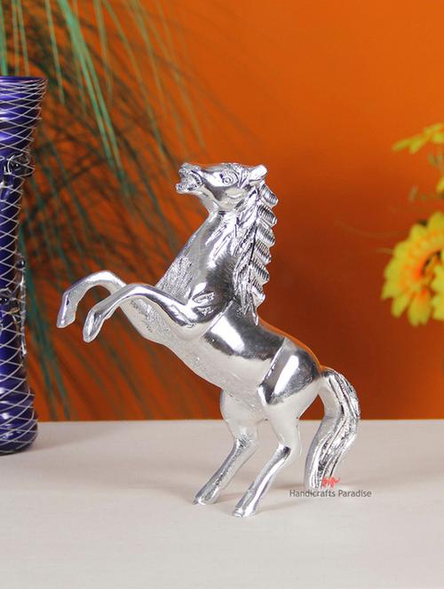handicrafts paradise jumping horse home d?cor showpiece - 9.5 inch ( silver ) - 15999247 - Very Small Image - 1
