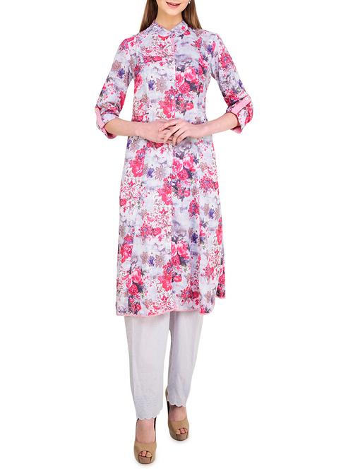 a-line floral kurta pant set - 15999335 - Very Small Image - 1