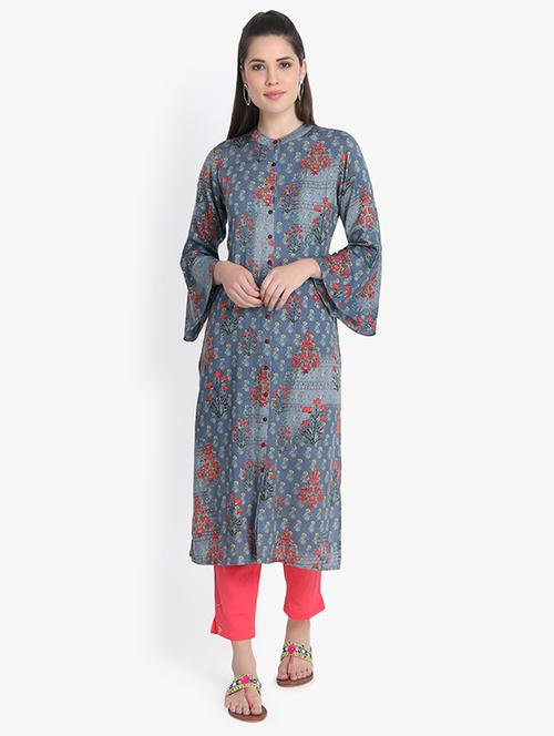 printed straight kurta - 16000611 - Very Small Image - 1