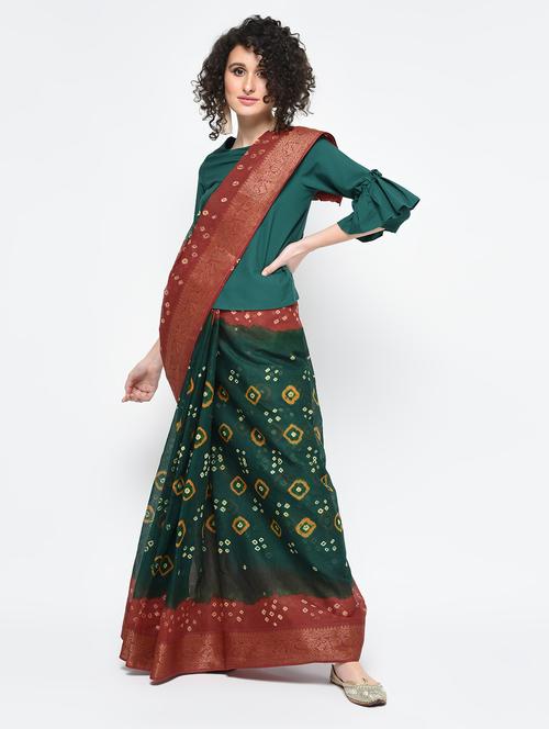 bandej printed saree with blouse - 16000677 - Very Small Image - 1