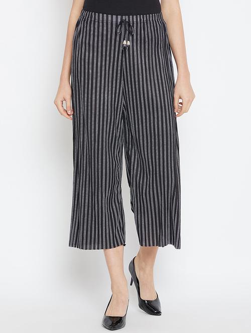 drawstring waist striped culotte - 16001261 - Very Small Image - 1