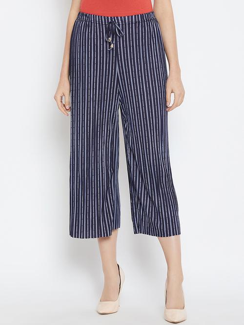 drawstring waist striped culotte - 16001273 - Very Small Image - 1