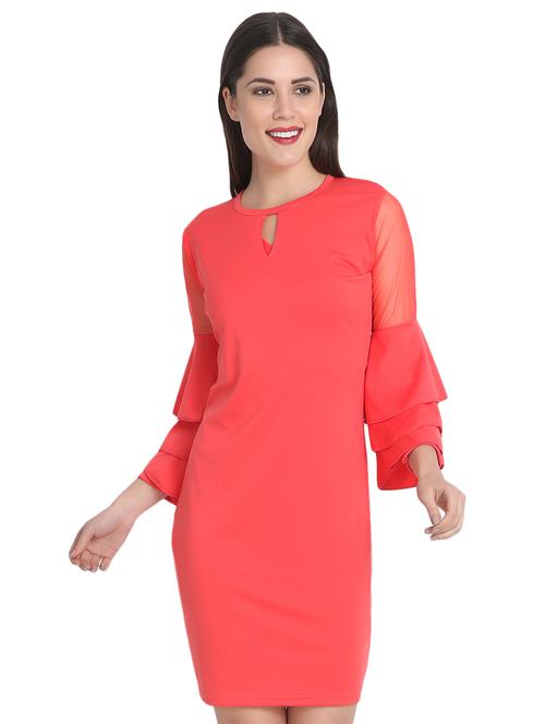 layered bell sleeved sheath dress - 16001561 - Very Small Image - 1