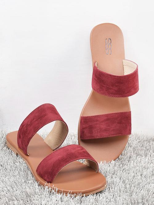 maroon slip on sandals - 16002153 - Very Small Image - 1