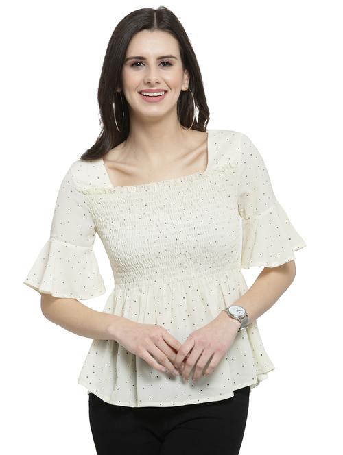bell sleeved smocked top - 16002431 - Very Small Image - 1