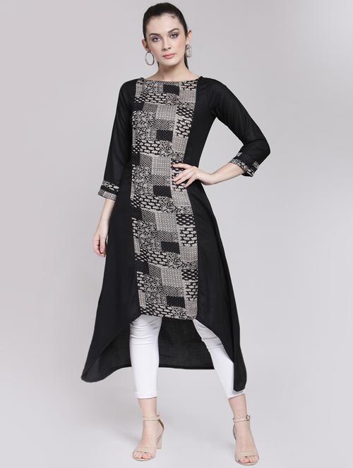 high low printed kurta - 16002484 - Very Small Image - 1
