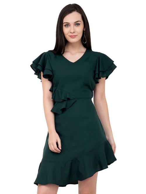 women's ruffle solid dress - 16002869 - Very Small Image - 1
