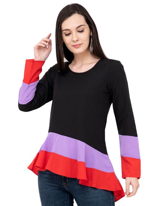women's asymmetric round neck top - 16002880 - Very Small Image - 1