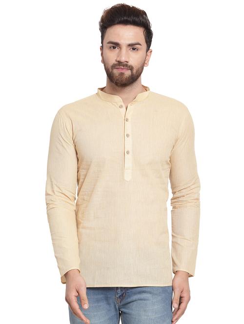 beige solid short kurtas - 16005341 - Very Small Image - 1