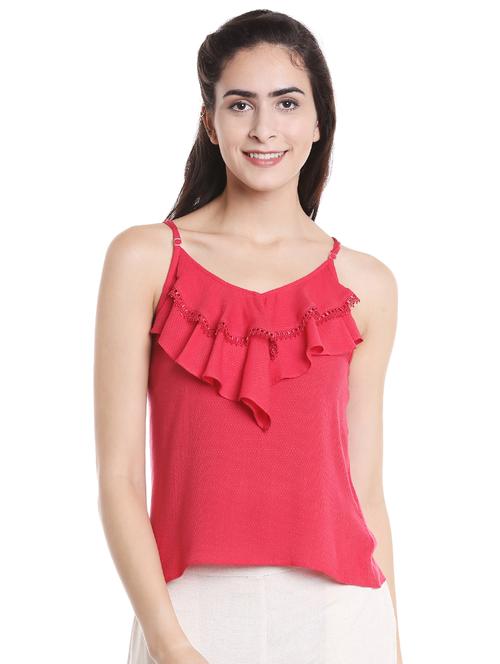 lace detail ruffled cami top - 16005793 - Very Small Image - 1