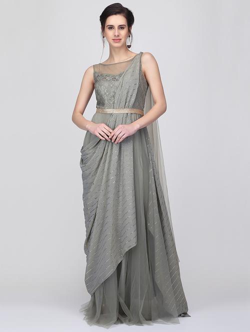 embellished cowl drape gown - 16007036 - Very Small Image - 1