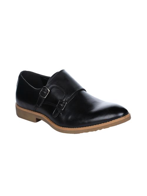 black leather slip on monk straps - 16007941 - Very Small Image - 1