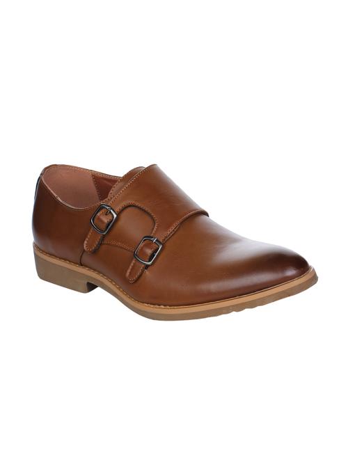brown leather slip on monk straps - 16007942 - Very Small Image - 1