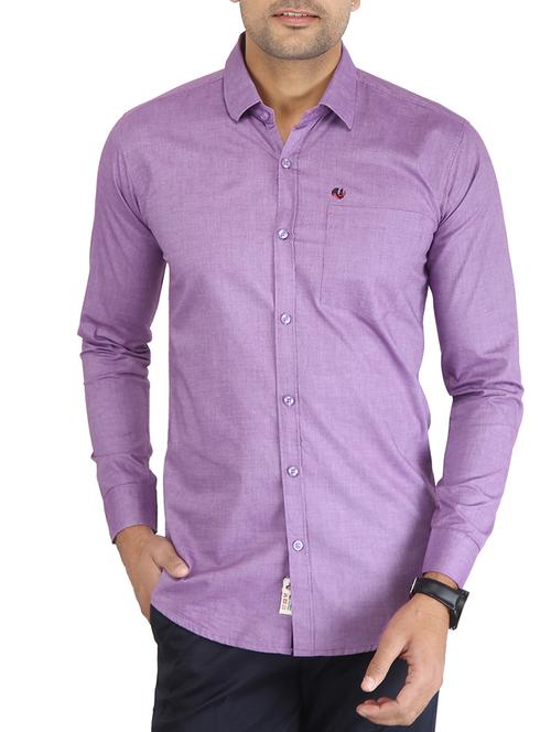purple cotton casual shirt - 16008488 - Very Small Image - 1
