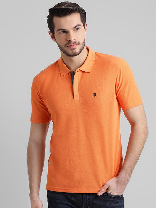 orange solid polo t-shirt - 16009261 - Very Small Image - 1