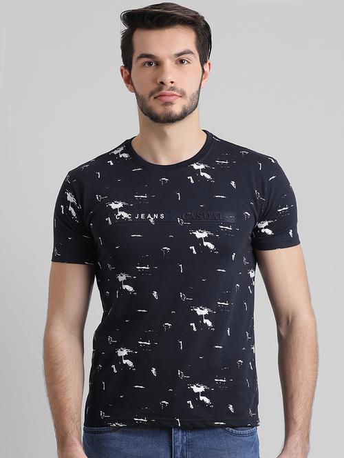 navy blue printed t-shirt - 16009269 - Very Small Image - 1
