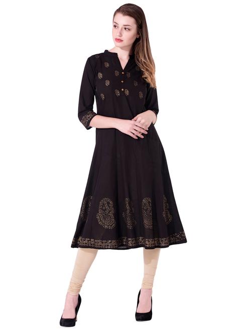 block print anarkali kurta - 16009555 - Very Small Image - 1