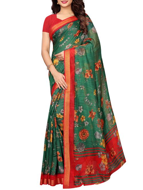 digital floral printed saree with blouse - 16009640 - Very Small Image - 1