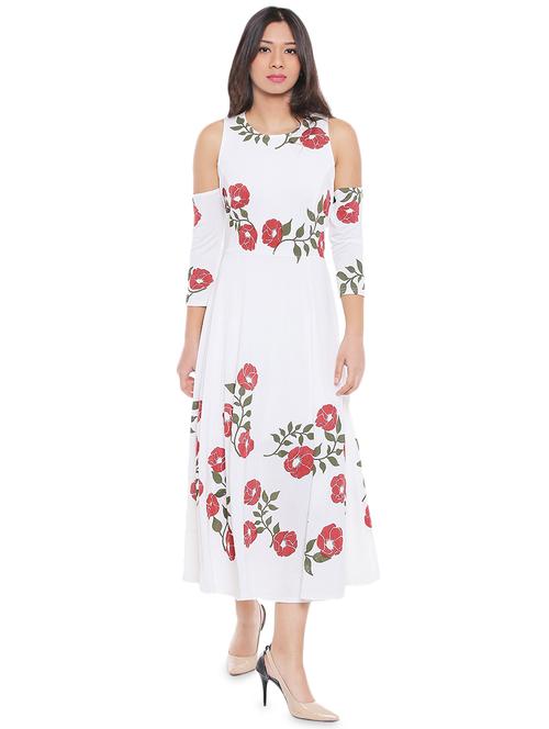cold shoulder floral a-line dress - 16009875 - Very Small Image - 1