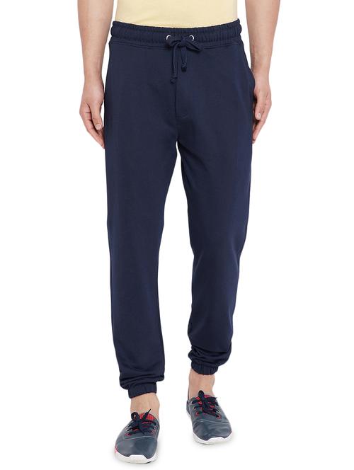 navy blue cotton blend joggers - 16010294 - Very Small Image - 1