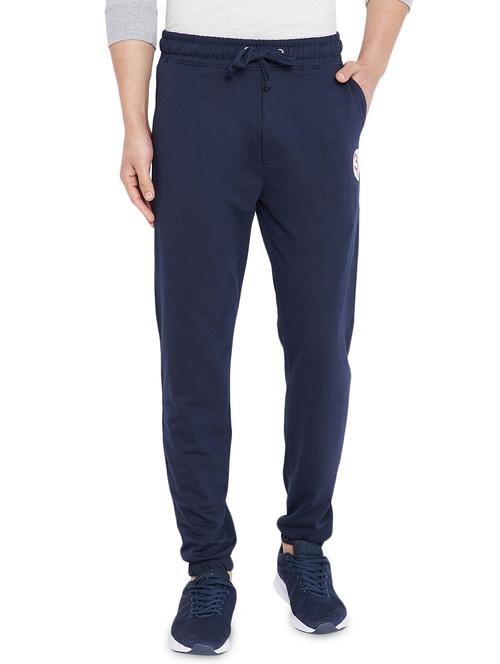 navy blue cotton blend joggers - 16010295 - Very Small Image - 1