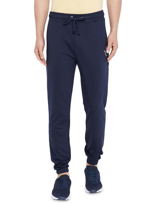 navy blue cotton blend joggers - 16010296 - Very Small Image - 1