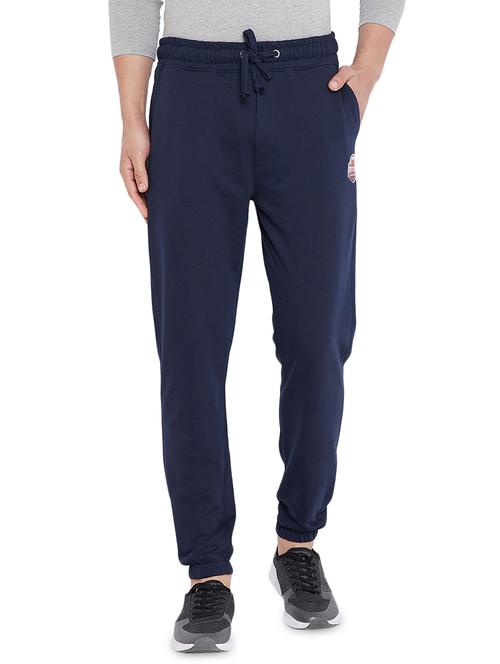 navy blue cotton blend joggers - 16010297 - Very Small Image - 1