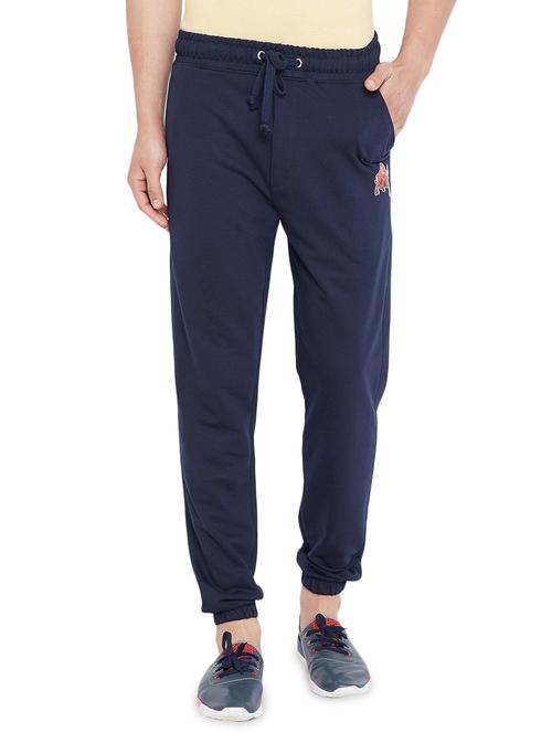 navy blue cotton blend joggers - 16010298 - Very Small Image - 1