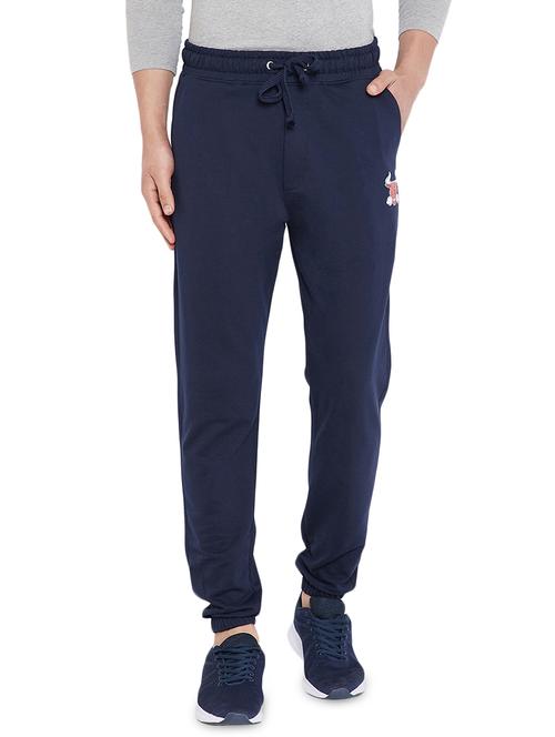 navy blue cotton blend joggers - 16010304 - Very Small Image - 1