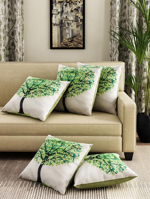 set of 5 polyester velvet cushion covers 16" x 16" - 16010718 - Very Small Image - 1