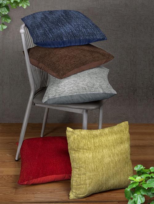 chenille cotton fabric albert cushion cover (multicolor 16" x 16") (set of 5) - 16010763 - Very Small Image - 1