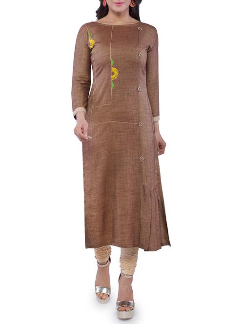 embroidered straight kurta - 16010784 - Very Small Image - 1