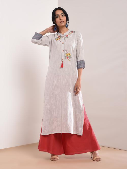 embroidered straight kurta - 16011137 - Very Small Image - 1