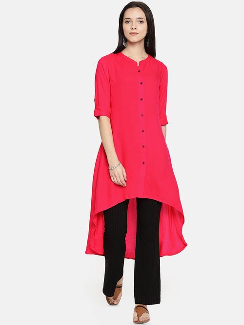 solid asymmetric kurta - 16011511 - Very Small Image - 1