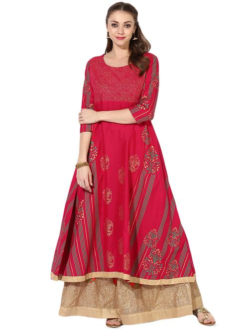 block print a-line kurta - 16012999 - Very Small Image - 1