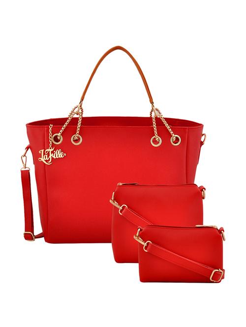 red leatherette (pu) combo handbag - 16013436 - Very Small Image - 1