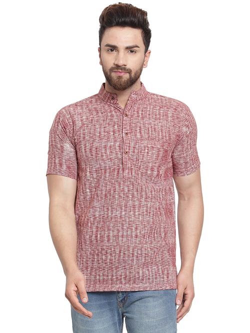 brown cotton short kurta - 16015095 - Very Small Image - 1