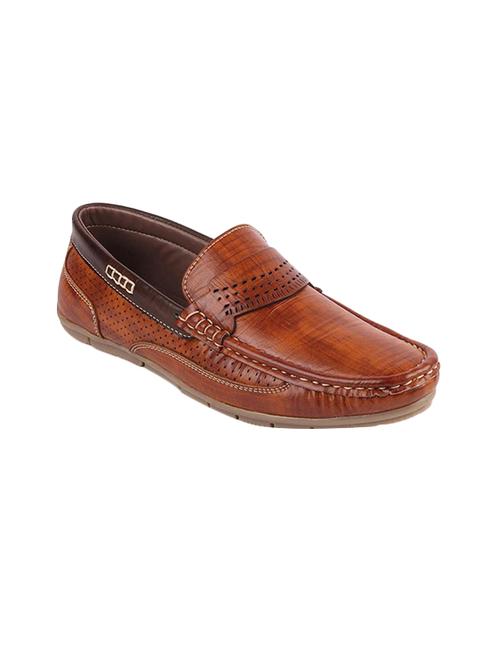 tan leatherette slip on loafers - 16015603 - Very Small Image - 1