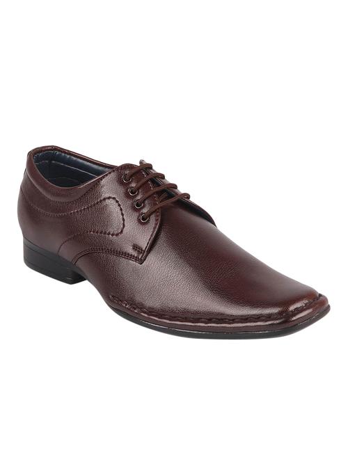 brown leatherette lace-up derbys - 16015663 - Very Small Image - 1