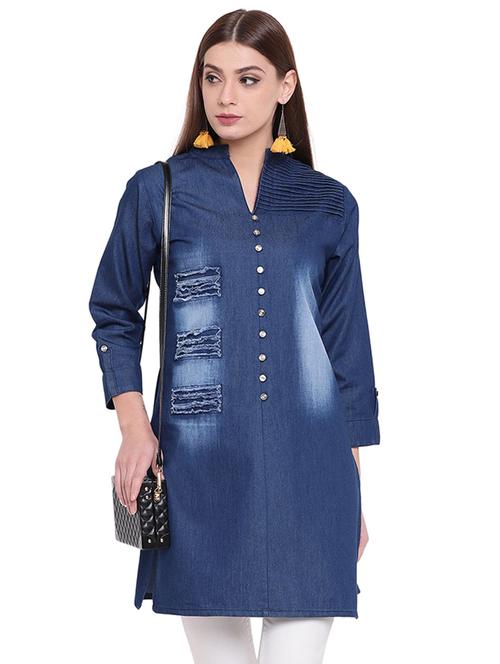 solid straight kurti - 16015801 - Very Small Image - 1
