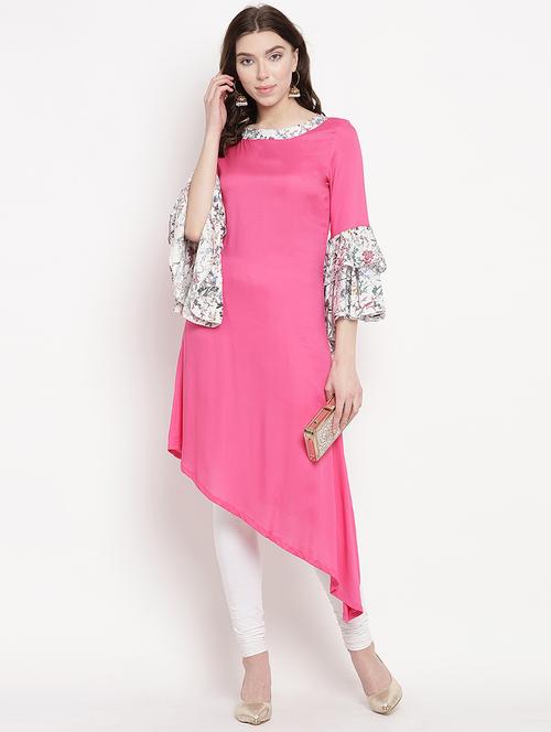 bell sleeves high-low kurta - 16016537 - Very Small Image - 1