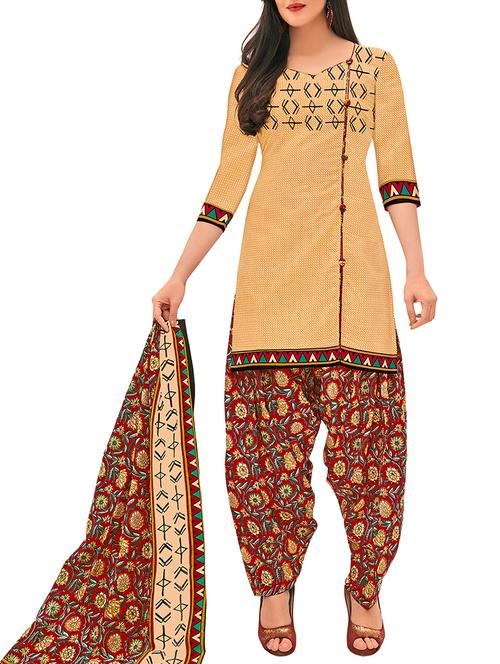 printed straight unstitched suit - 16016698 - Very Small Image - 1