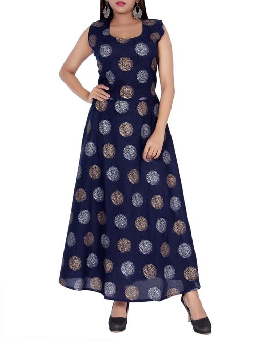 foil print flared kurta - 16017781 - Very Small Image - 1