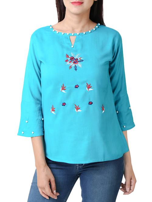 pearl embellished embroidered top - 16018328 - Very Small Image - 1