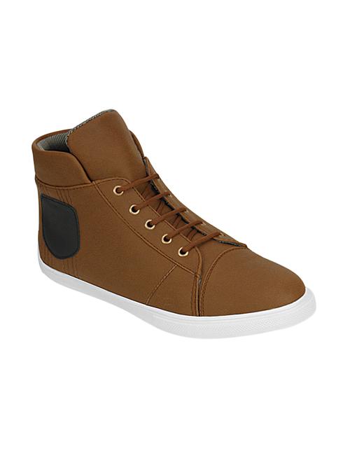brown leatherette lace up sneakers - 16019748 - Very Small Image - 1